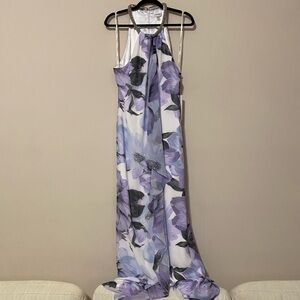 Calvin Klein Lavender and White Floral Maxi Dress